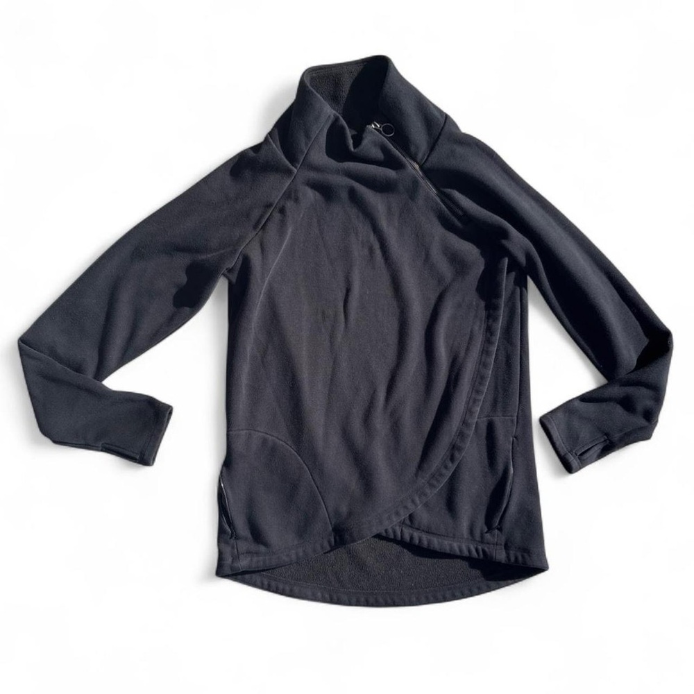 Athleta Cozy Karma Asymmetrical cowl neck black long sleeve zip neck Sweatshirt